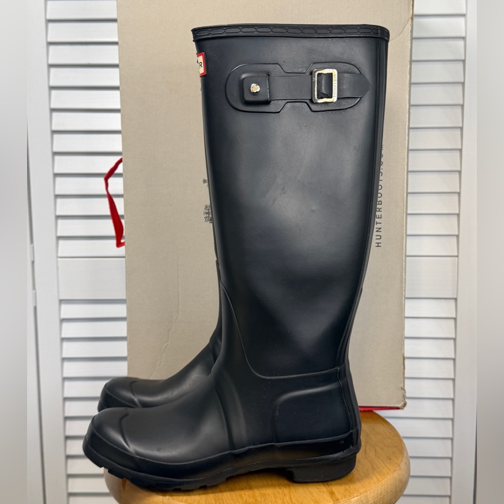 Hunter Womens Black Rubber Rain BOOTS Original Tall Size US7 EU38 Wft1000rma - Picture 5 of 16